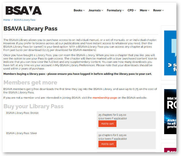 The BSAVA Library uses Ingenta’s “carnet” model as a convenient option to download content.
